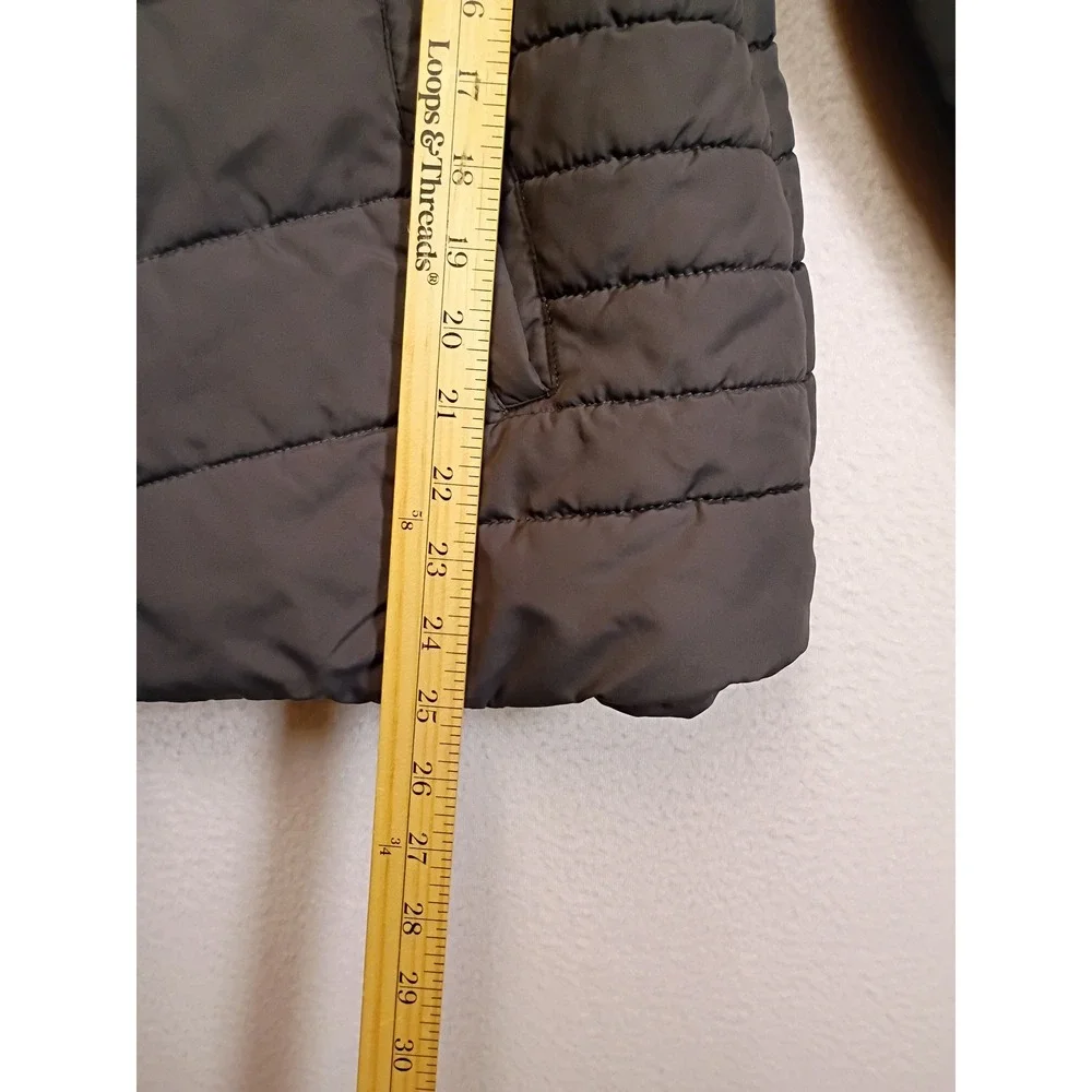 Winter Chic Maralyn & Me Women XL Grey Quilted Faux Fur Hood Puffer Jacket Coat